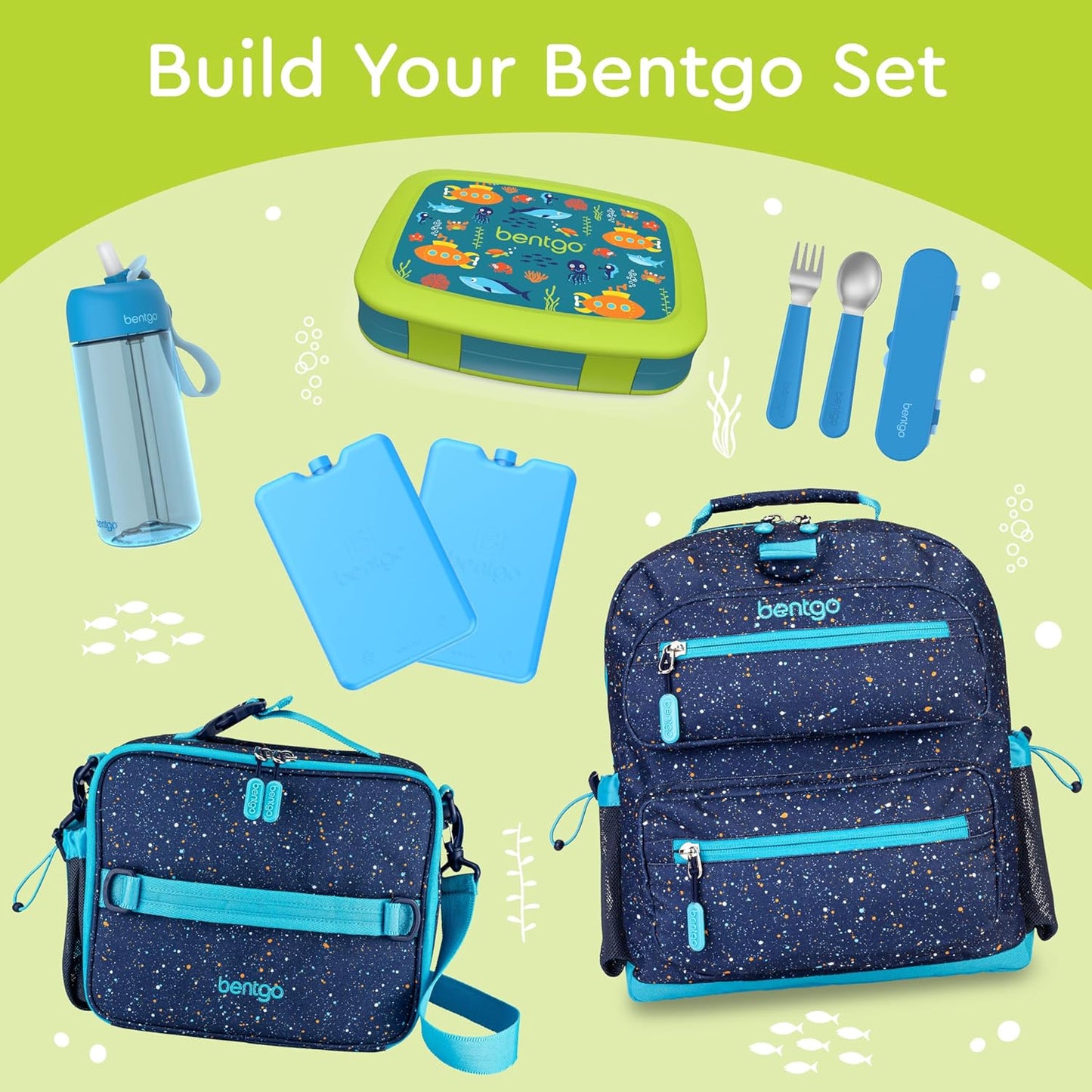 Bentgo Kids Prints Leak-Proof, 5-Compartment Bento-Style Kids Lunch Box - Ideal Portion Sizes for Ages 3-7, Durable, Drop-Proof, Dishwasher Safe, & Made with BPA-Free Materials (Green Rainbow)