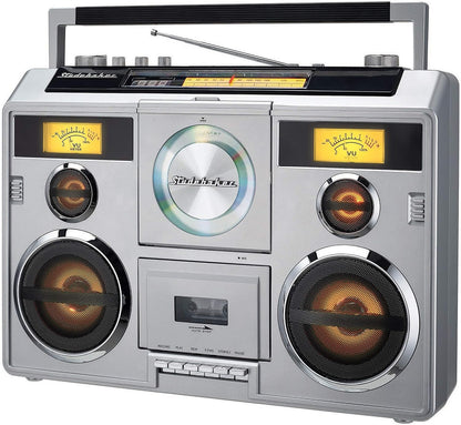 Sound Station Portable Stereo with Bluetooth/CD/AM-FM Radio/Cassette Recorder (Silver)