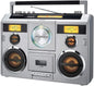 Sound Station Portable Stereo with Bluetooth/CD/AM-FM Radio/Cassette Recorder (Silver)