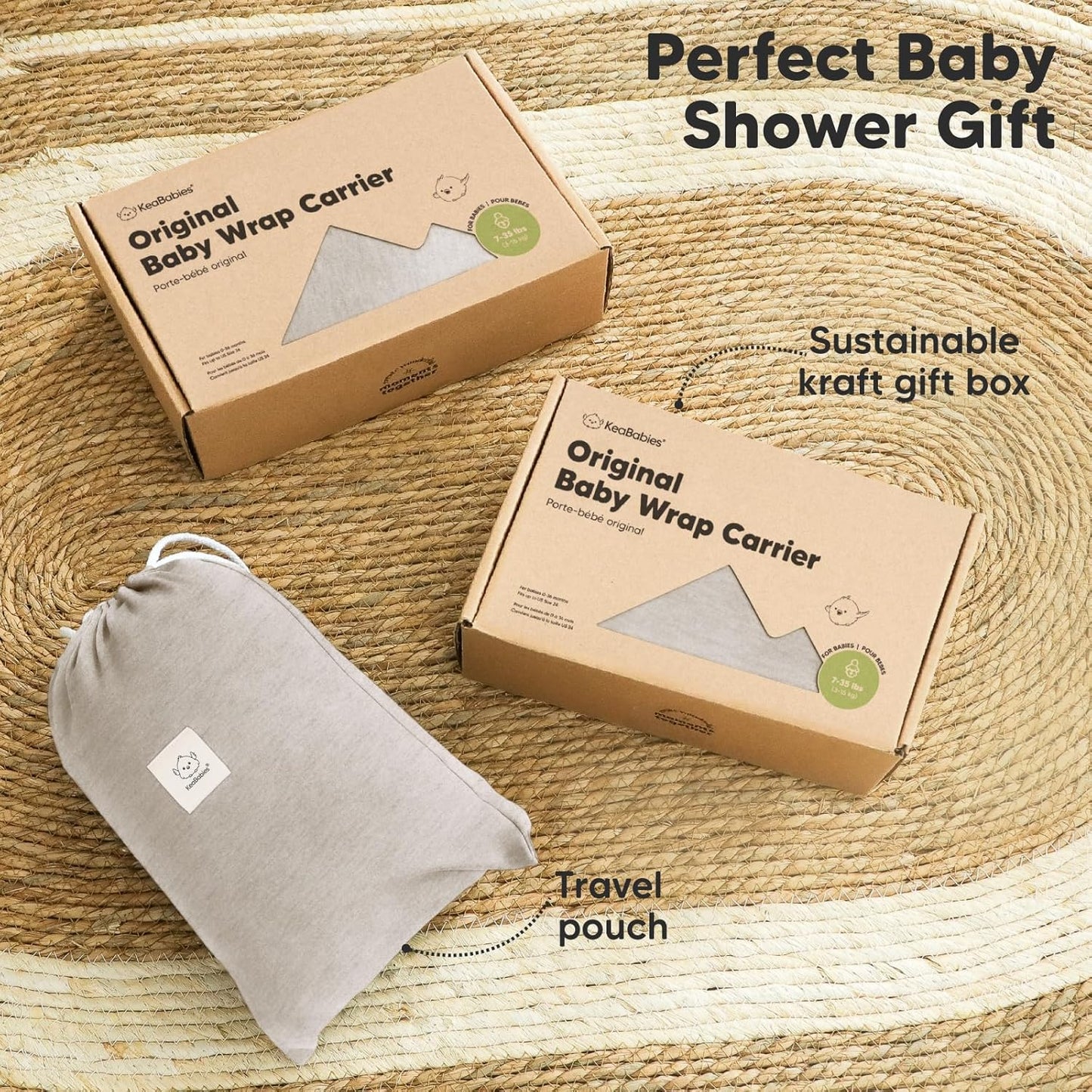 KeaBabies Baby Wrap Carrier - All in 1 Original Baby Carrier Newborn To Toddler Sling, Easy to Wear, Hands Free Bonding, Lightweight, Breathable Infant Wraps (Trendy Black)