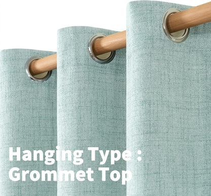 YoungsTex Natural Linen Curtains 84 Inch Long for Living Room Bedroom Grommet Top Light Filtering Privacy Linen Textured Window Semi Sheer Drapes, 2 Panels, 52x84 Inch, Natural