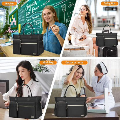 Laptop Tote Bag, Middle Size Computer Messenger Teacher Bag with 15.6'' Padded Laptop Sleeve - PuriLite