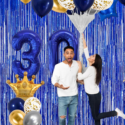 GREATRIL Iridescent Party Tinsel Fringe Backdrop Decorations - Holographic Foil Streamers Curtain for Mermaid/Under The Sea/Frozen/Ocean/Disco/Birthday Themed 3.2ft x 6.5ft - 2 PCS