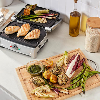 Cuisinart Compact Electric Griddler, 5 Ways to Cook, Non-Stick Cooking Plates, Silver (GR-102C)
