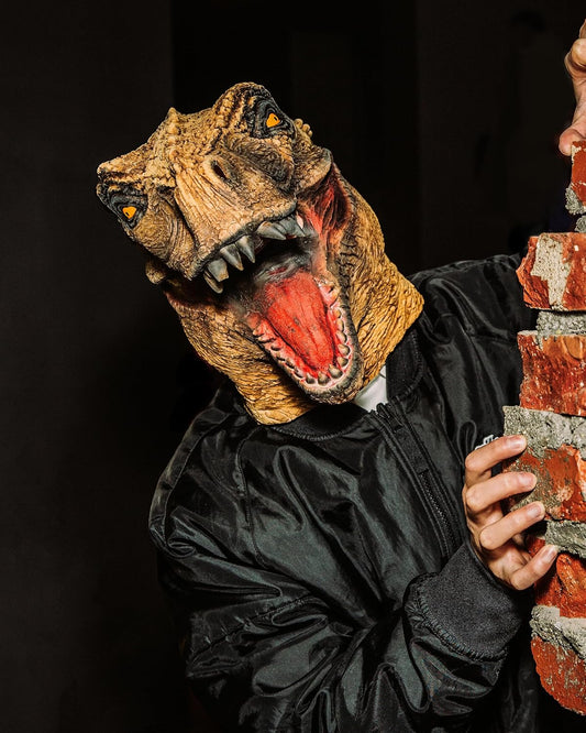 CreepyParty Dinosaur Head Mask Novelty Halloween Costume Party Animal Jurassic Full Head Latex Mask - PuriLite