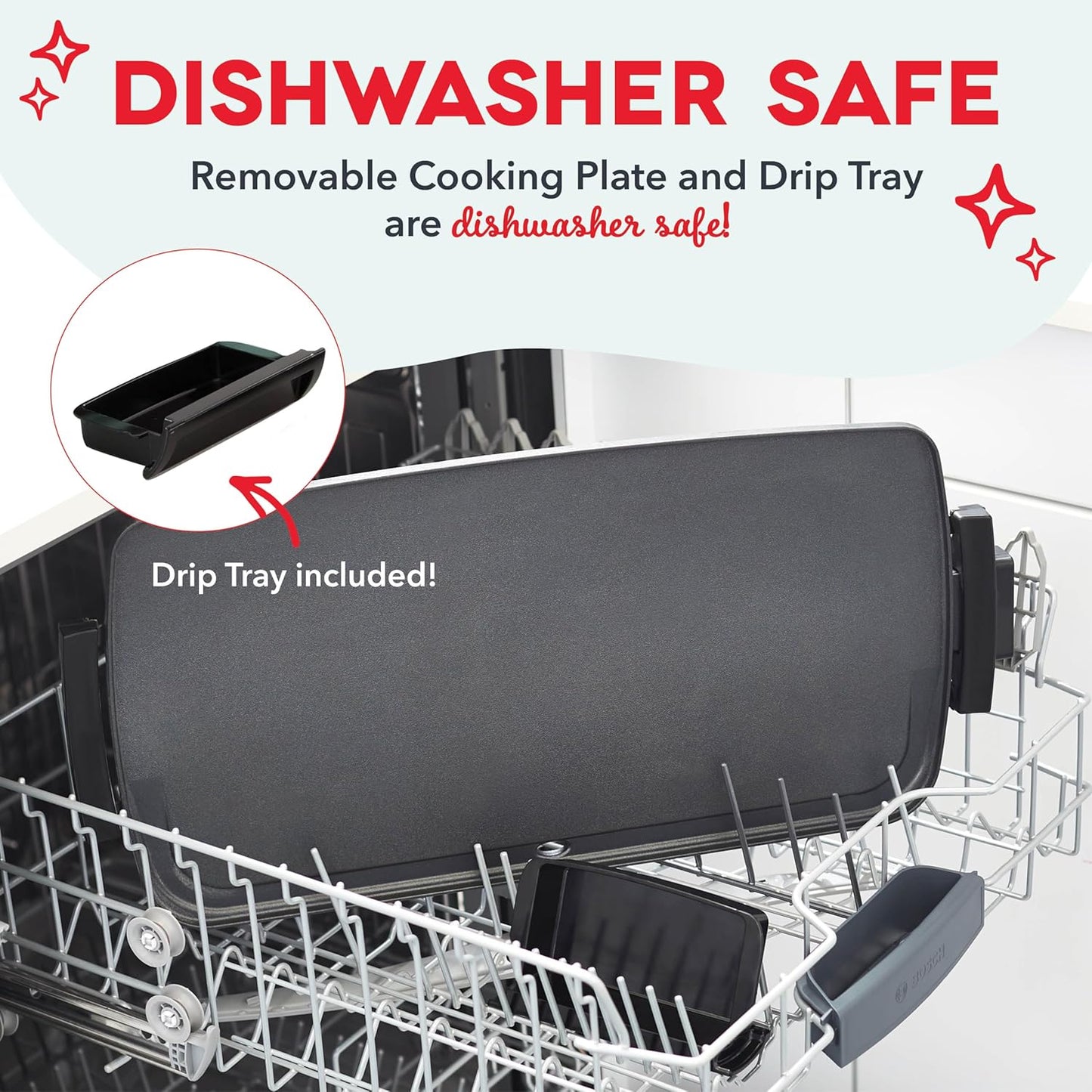 DASH Deluxe Everyday Electric Griddle with Dishwasher Safe Removable Nonstick Cooking Plate for Pancakes, Burgers, Eggs and more, Includes Drip Tray + Recipe Book, 20” x 10.5”, 1500-Watt - Red