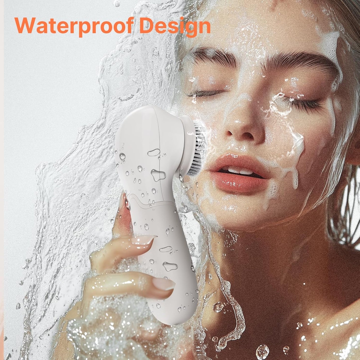 Facial Cleansing Brush Electric Facial Exfoliating Massage Brush with 3 Cleanser Heads and 2 Speeds Adjustable for Deep Cleaning, Removing Blackhead, Face Massaging
