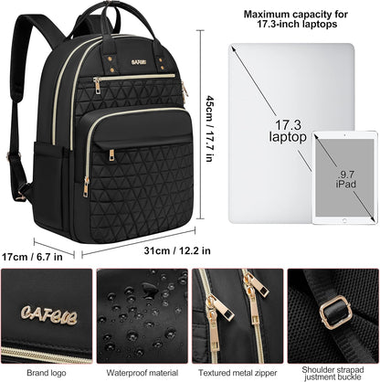 Laptop Backpack for Women Men, Water Resistant Travel Work Backpacks Purse Stylish College Business Teacher Nurse Computer Bag, Fits 17.3" Laptop Light Blue