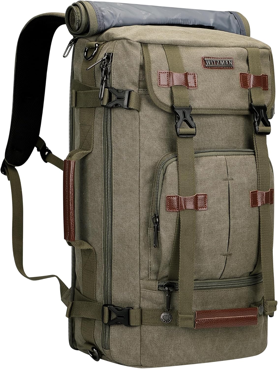 WITZMAN Canvas Backpack Vintage Travel Backpack Large Laptop Bags Convertible Shoulder Rucksack