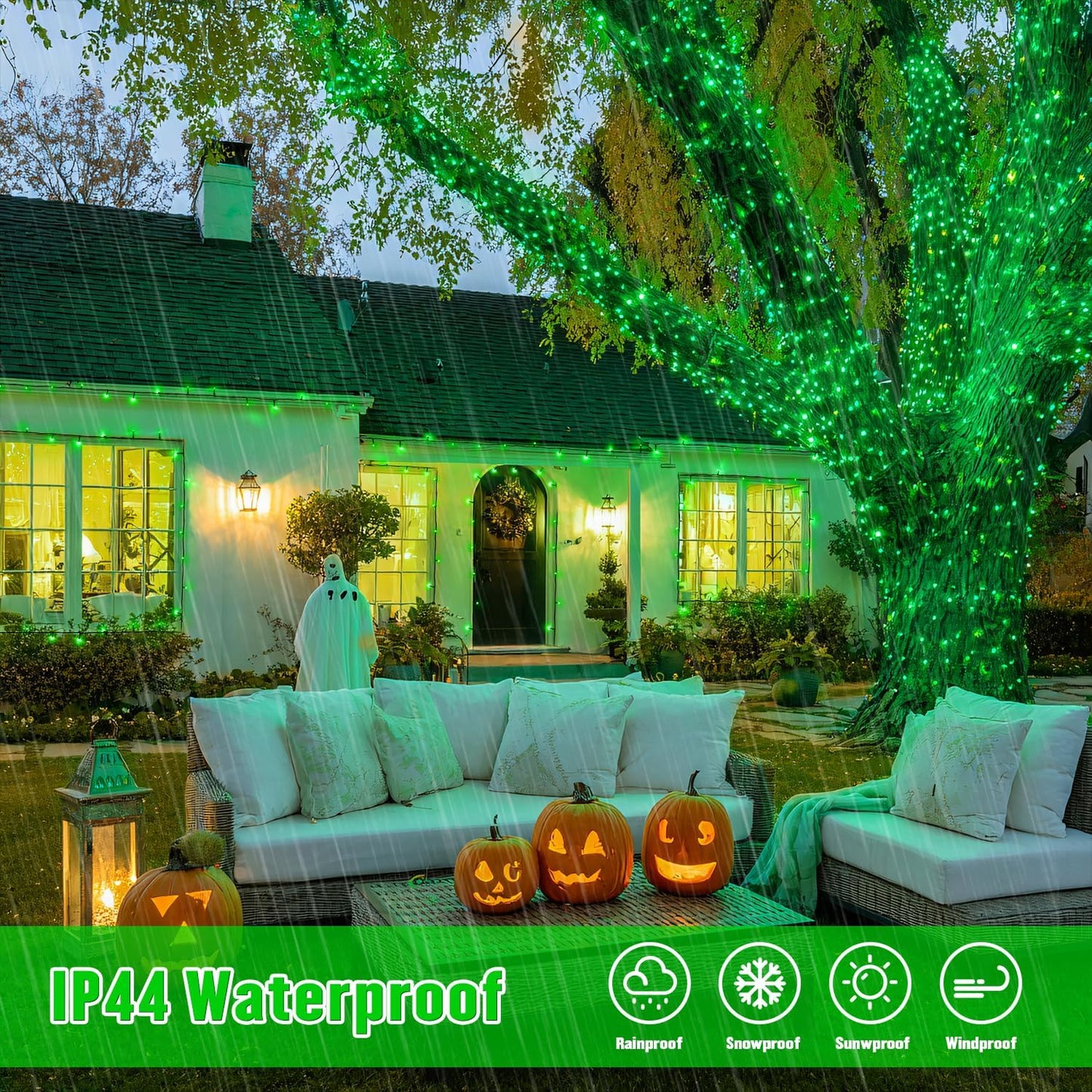 JMEXSUSS 2 Pack 75.5ft Orange Solar Christmas Lights, Total 400 LED Solar String Lights Outdoor Waterproof, 8 Modes Orange Halloween Lights for Tree Patio Garden Thanksgiving Halloween Decorations