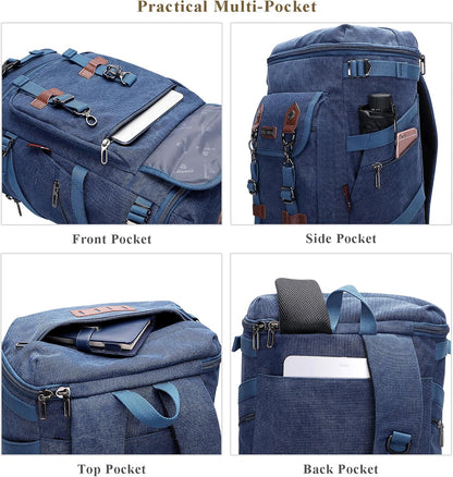 WITZMAN Travel Backpack for Men Women Canvas Backpack Carry on Luggage Rucksack Convertible Duffel Bag Large