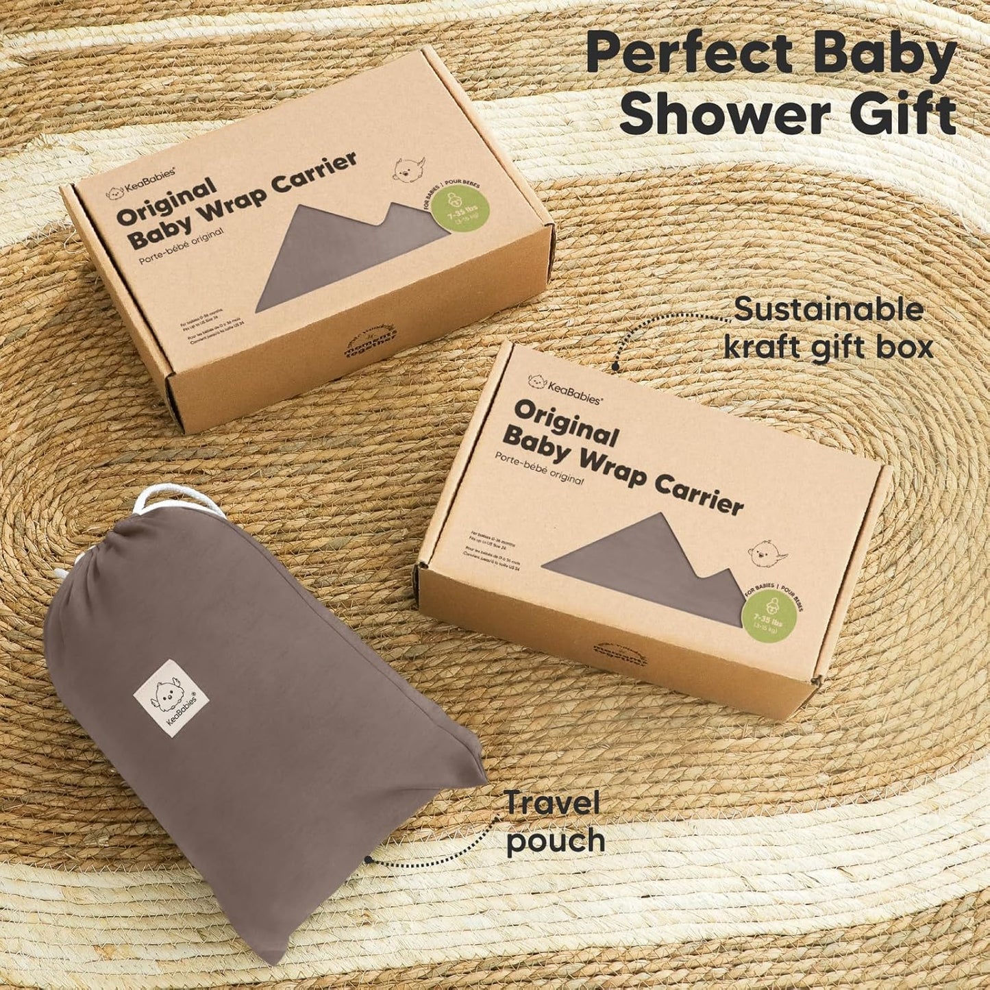 KeaBabies Baby Wrap Carrier - All in 1 Original Baby Carrier Newborn To Toddler Sling, Easy to Wear, Hands Free Bonding, Lightweight, Breathable Infant Wraps (Trendy Black)