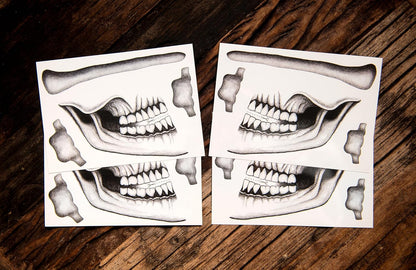 Tattoocrew 2 x Classic Skull Temporary Tattoo Halloween Costume for Men and Women, Adult, Face Sticker