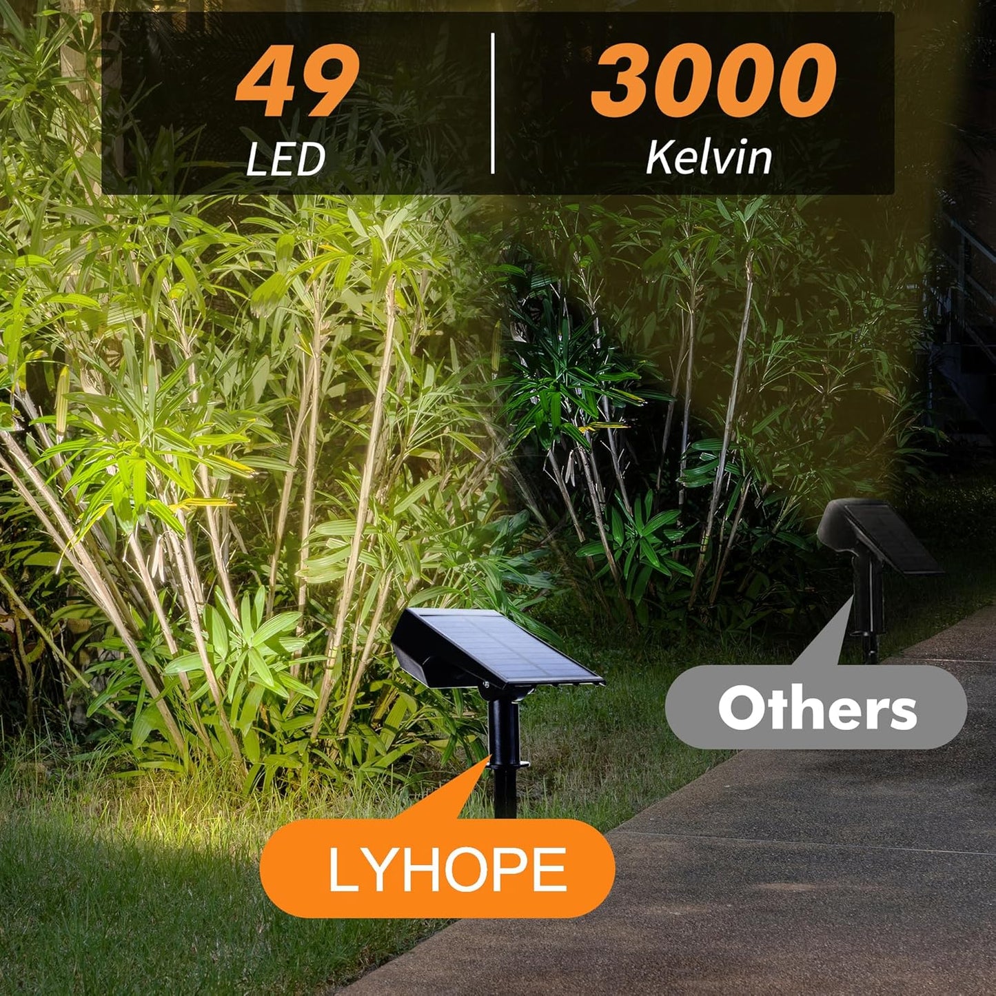 Solar Spot Lights Outdoor Waterproof IP65, 49 LED Solar Lights for Outside, 2 Brightness Modes Solar Powered Garden Yard Landscape Spotlights for Walkway, Driveway Decorations (4 Pack-Warm White)