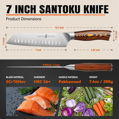 TUO Boning Knife - Razor Sharp Fillet Knife - High Carbon German Stainless Steel Kitchen Cutlery - Pakkawood Handle - Luxurious Gift Box Included - 7 inch - Fiery Phoenix Series
