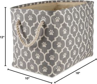 DII Bone Dry RoundSmall Pet Toy and Accessory Storage Bin, 12"(Dia) x9(H), Collapsible Organizer Storage Basket for Home Decor, Pet Toy, Blankets, Leashes and Food-Gray Stripes