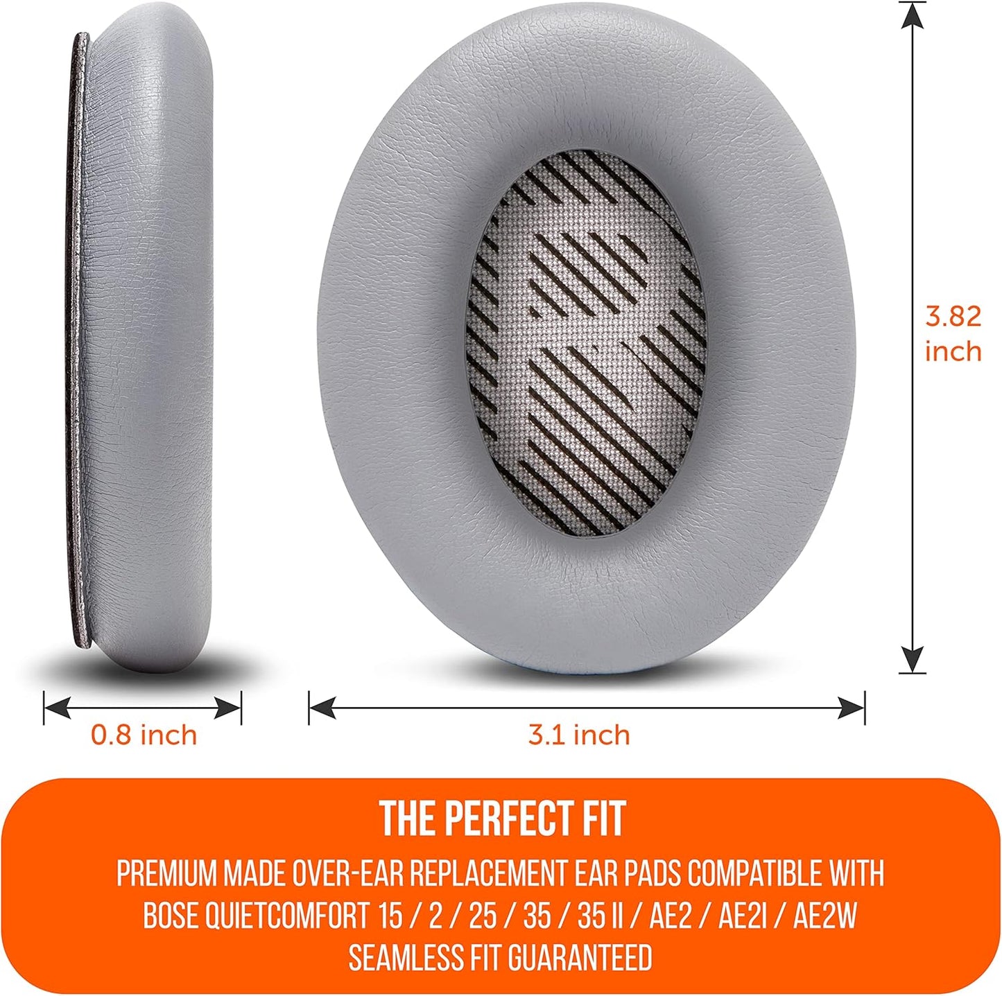 WC Wicked Cushions Upgraded Replacement Ear Pads for Bose QC35 & QC35ii (QuietComfort 35) Headphones & More - Softer Leather, Luxurious Memory Foam, Added Thickness, Extra Durability | Hex Red