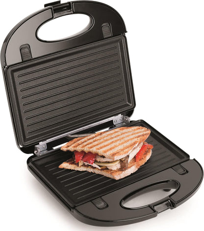 Salton 3-In-1 Pocket Sandwich Maker, Belgian Waffle Maker, and Electric Grill with Non-Stick Removable Dishwasher-Safe Plates, Indicator Lights, Cord Wrap and Upright Storage (SM1543), Small