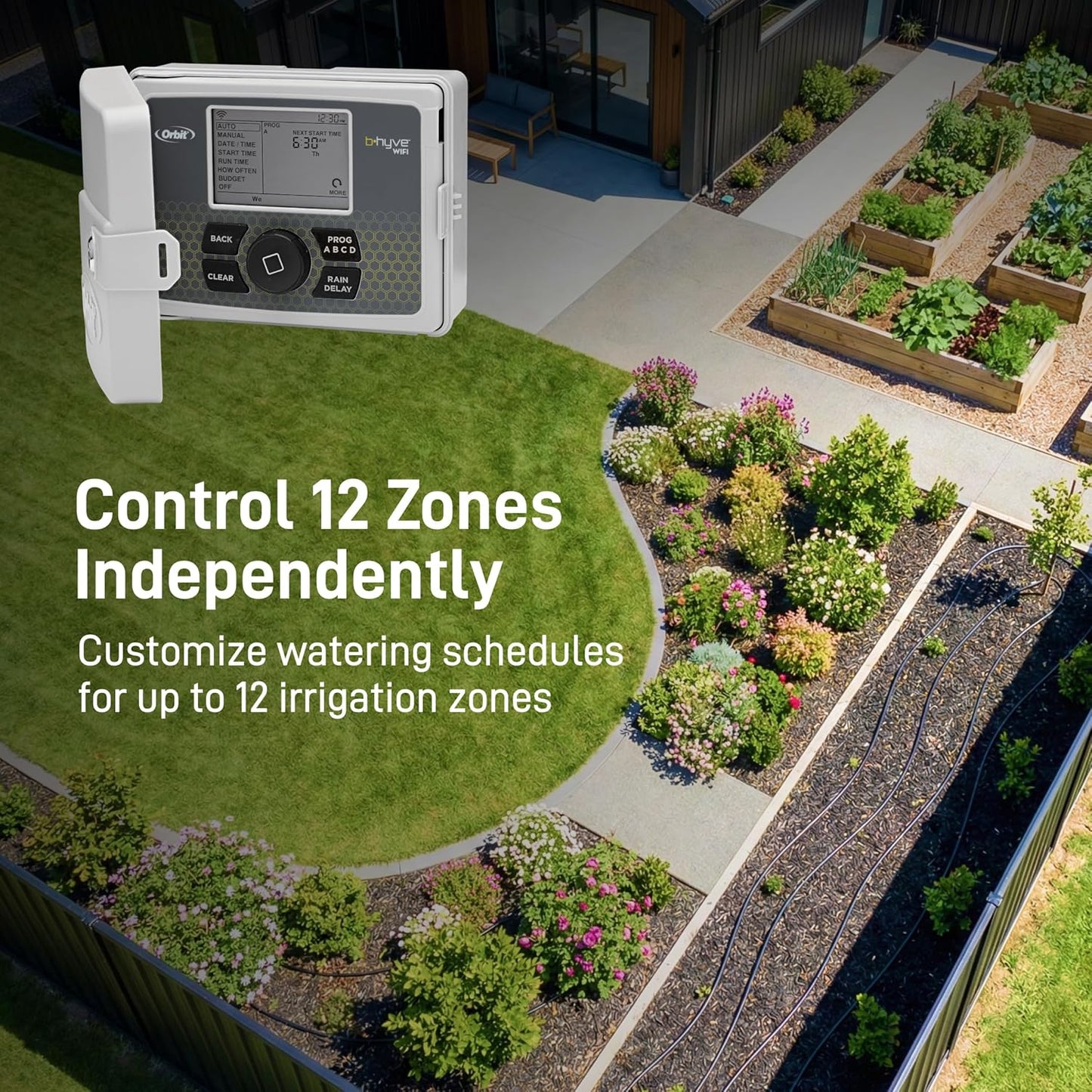 Orbit B-hyve 12-Zone Smart Sprinkler Controller | Indoor & Outdoor Wi-Fi Irrigation Timer with App Control
