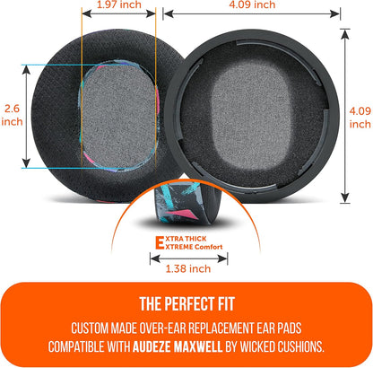 WC Freeze Maxwell - Cooling Gel Replacement Earpads for Audeze Maxwell Headphones by Wicked Cushions - Elevate Comfort, Durability, Thickness & Sound Isolation for Epic Gaming Sessions | Black