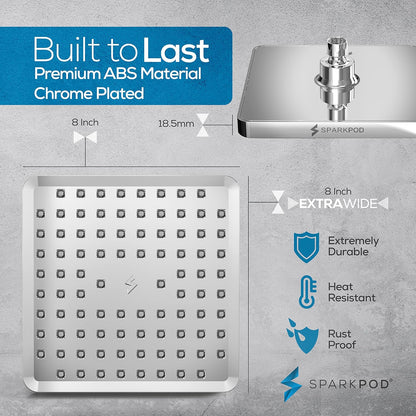 SparkPod Shower Head - High Pressure Rain - Premium Quality Luxury Design - 1-Min Install - Easy Clean Adjustable Replacement for Your Bathroom Shower Heads (Luxury Polished Chrome, 6 Inch Round)