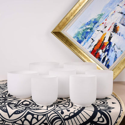 TOPFUND F Note Crystal Singing Bowl Heart Chakra 8 inch with Heavy Duty Carrying Case and Suede Striker