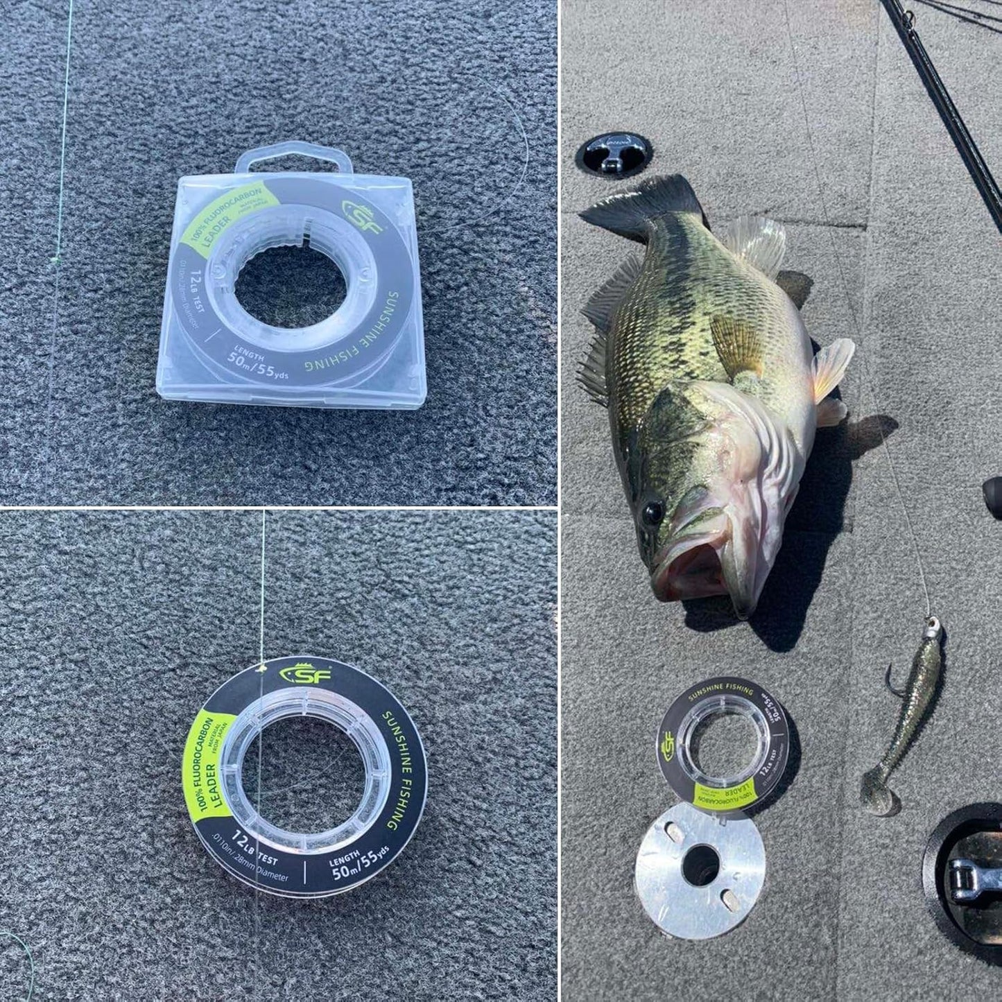 SF 100% Pure Fluorocarbon Leader Material Fishing Line Virtually Invisible Shock Resistant Increased Sensitivity Sink Fast Clear 55yd