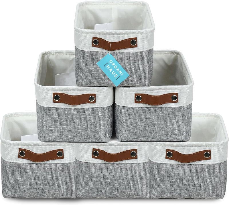 OrganiHaus Large Fabric Storage Baskets for Shelves 3 Pack, 15x11in Closet Storage Bins for Shelves, Cloth Baskets, Fabric Storage Cubes, Linen Closet Organizers, Fabric Basket, White Basket