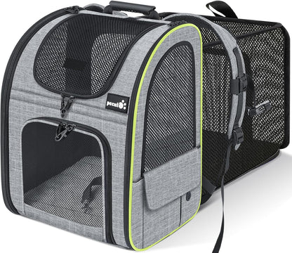 Pecute Pet Carrier Backpack, Dog Carrier Backpack Expandable with Breathable Mesh for Pets ＜6kg, Pet Backpack Carrier for Hiking Travel Camping Outdoor