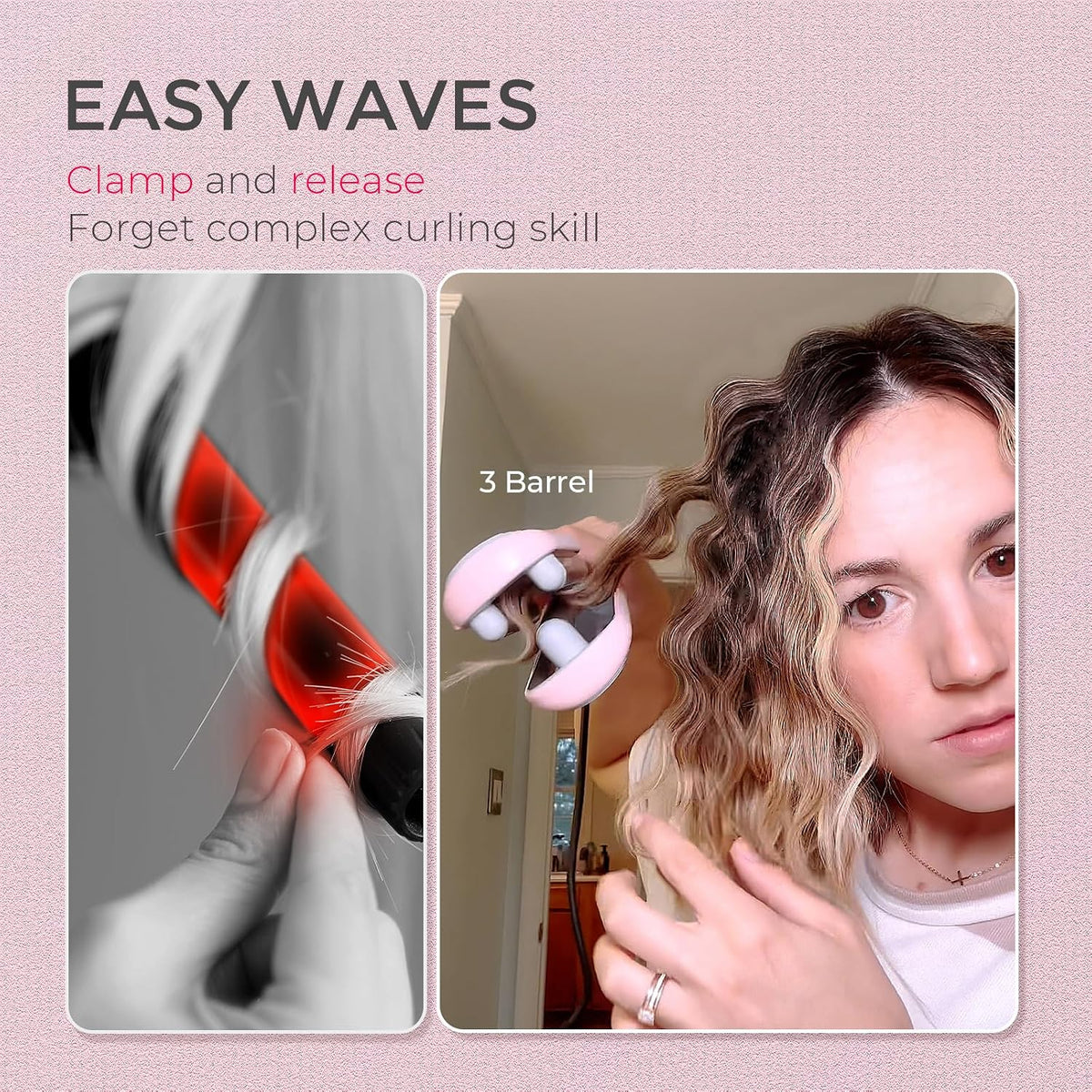 TYMO ROVY Hair Waver Curling Iron, 3-Barrel Ionic Hair Curler