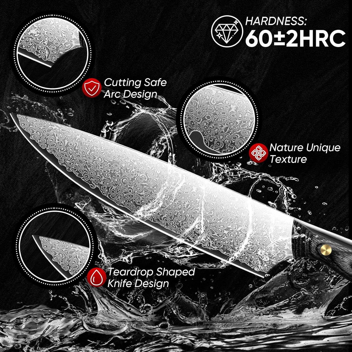 Purple Dragon Damascus Fish Fillet Knife - 7 inch Flexible Boning Knife with VG10 Core, Kitchen Slicing Knife with Full Tang Handle, Birthday Dad Mom Gift