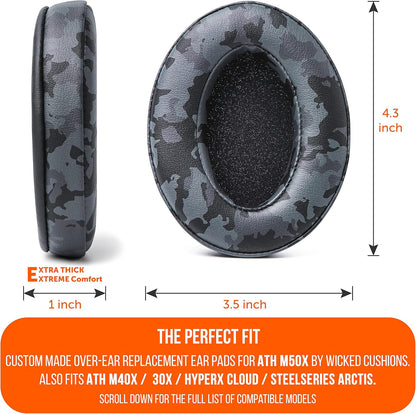 WC PadZ - The Ultimate Upgraded Earpads by Wicked Cushions - Compatible with Audio Technica, HyperX, SteelSeries Arctis & More - Extra Thick - Bigger Opening - Softer Memory Foam | (90s Black)
