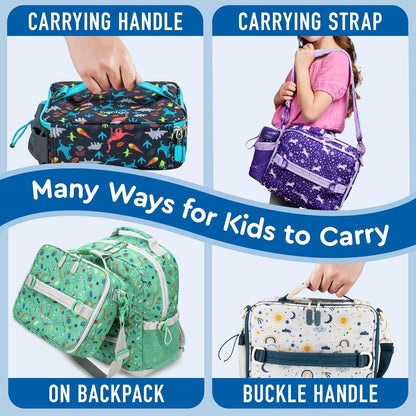 Bentgo® Kids Lunch Bag - Durable, Double Insulated, Water-Resistant Fabric, Interior & Exterior Zippered Pockets, Water Bottle Holder - Ideal for Children 3+ (Shark)