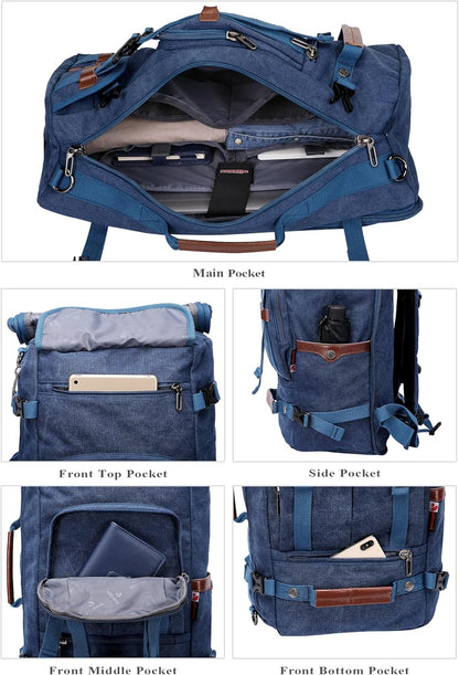 WITZMAN Canvas Backpack Vintage Travel Backpack Large Laptop Bags Convertible Shoulder Rucksack