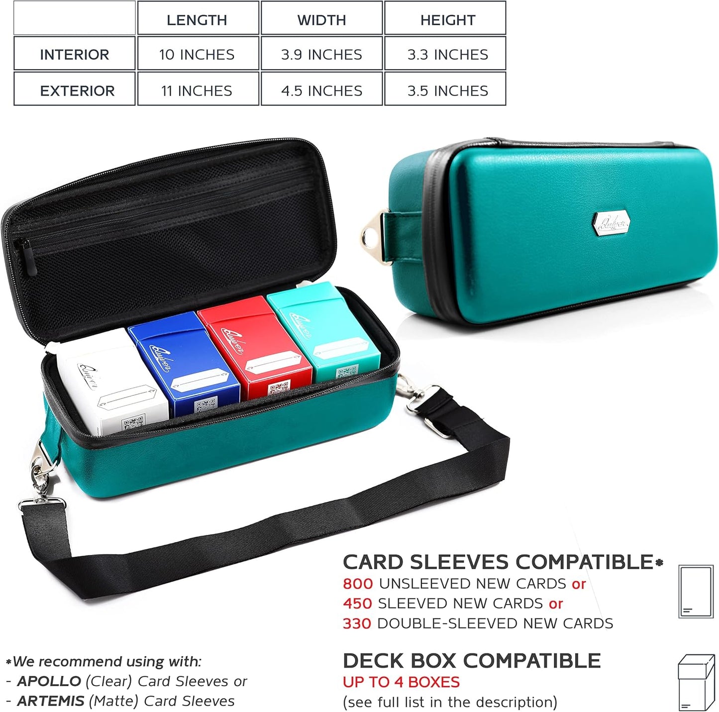 Pink Bolt Card Carrying Case - Playing Card Case Deck Box Storage, Compatible with TCG, Magic: the Gathering Commander MTG, YuGiOh & other Trading Cards (+ 100 Apollo Sleeves)