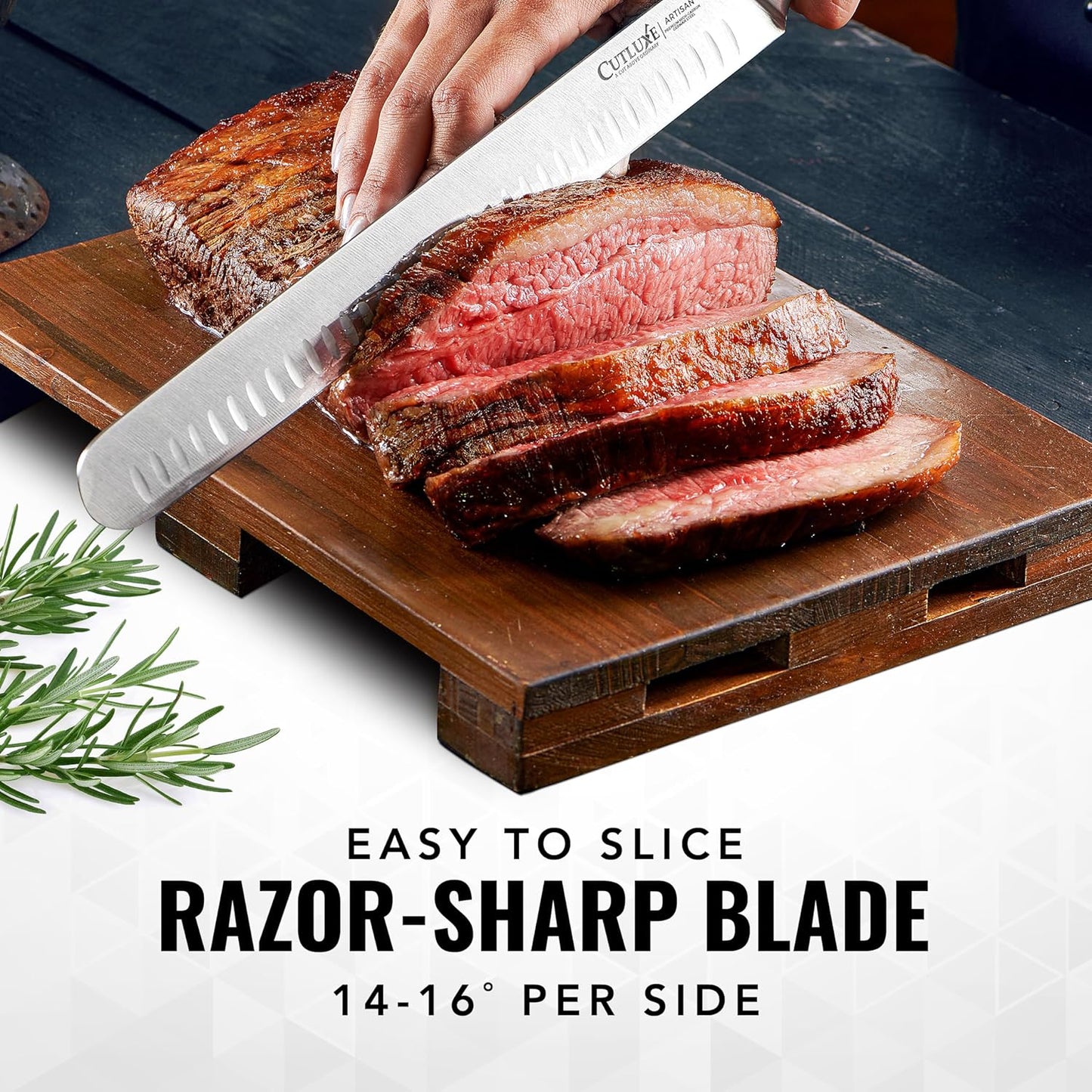 Cutluxe Butcher Knife – 10″ Cimeter Breaking Knife, Razor Sharp Forged High Carbon German Steel, Full Tang Carving Knife, Ergonomic Handle Design – Artisan Series