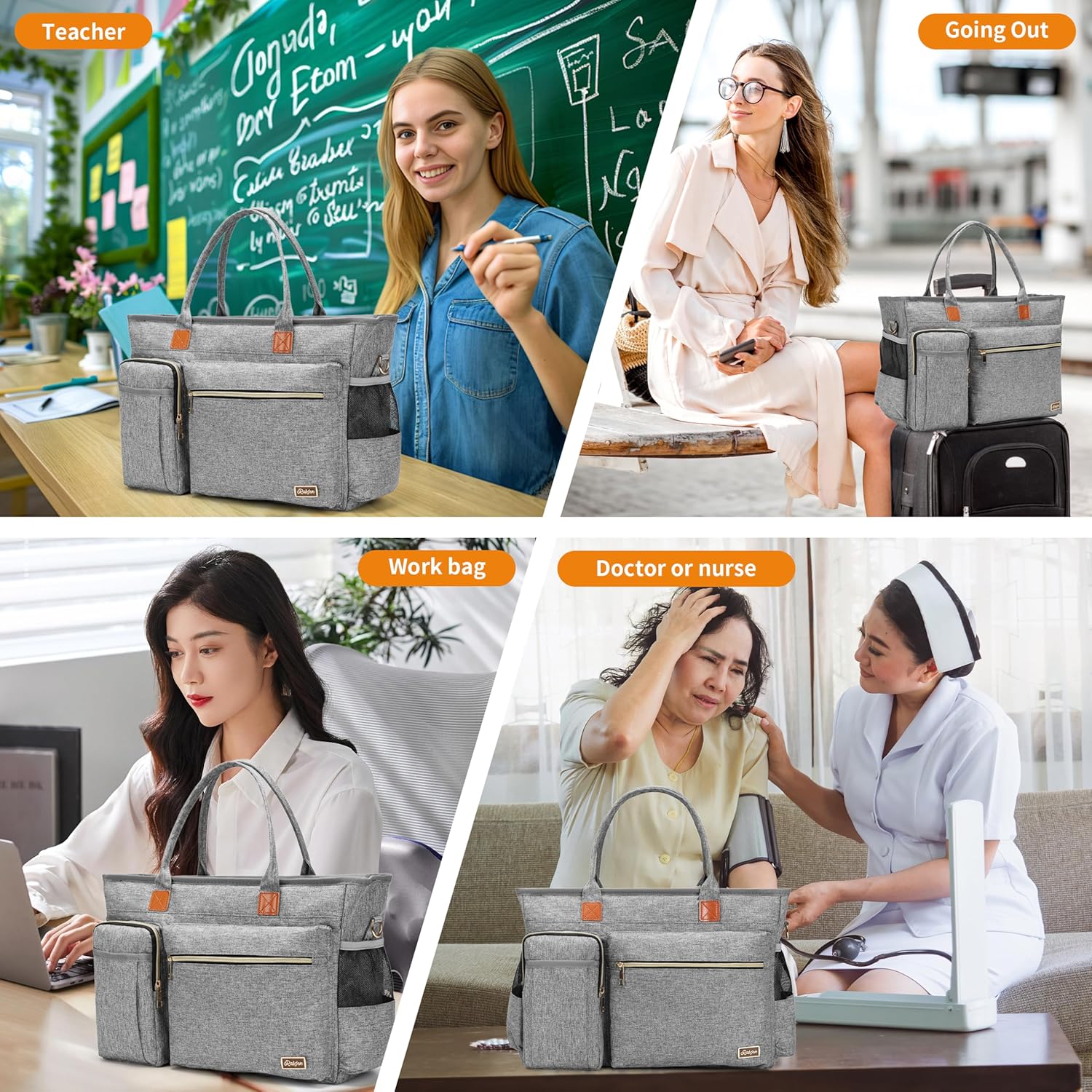 Laptop Tote Bag, Middle Size Computer Messenger Teacher Bag with 15.6'' Padded Laptop Sleeve - PuriLite