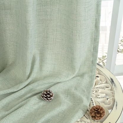 YoungsTex Natural Linen Curtains 84 Inch Long for Living Room Bedroom Grommet Top Light Filtering Privacy Linen Textured Window Semi Sheer Drapes, 2 Panels, 52x84 Inch, Natural