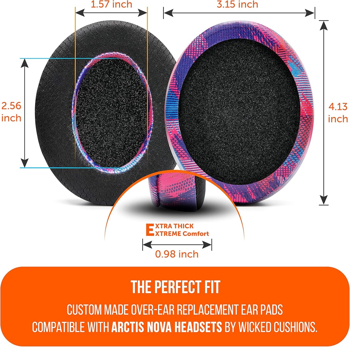 WC Freeze for Arctis Nova - Hybrid Fabric Cooling Gel Replacement Earpads for Arctis Nova Pro Wired, Nova 7, 5, 4, 3, 1 - Made by Wicked Cushions (Does Not Fit Nova Pro Wireless) | Black