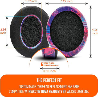 WC Freeze for Arctis Nova - Hybrid Fabric Cooling Gel Replacement Earpads for Arctis Nova Pro Wired, Nova 7, 5, 4, 3, 1 - Made by Wicked Cushions (Does Not Fit Nova Pro Wireless) | Black
