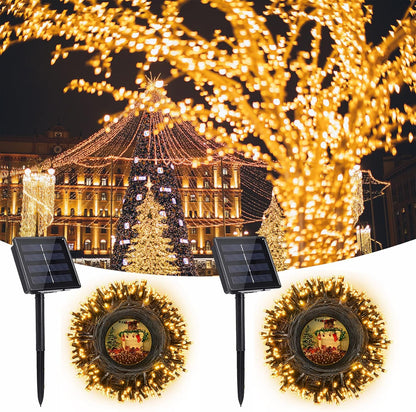 Solar String Lights Outdoor, 2 Pack Total 144 FT 400 LED Solar Fairy Lights with 8 Modes, Waterproof Outdoor String Lights for Patio, Garden, Party, Yard, Christmas, Holiday Decorations (Warm White)