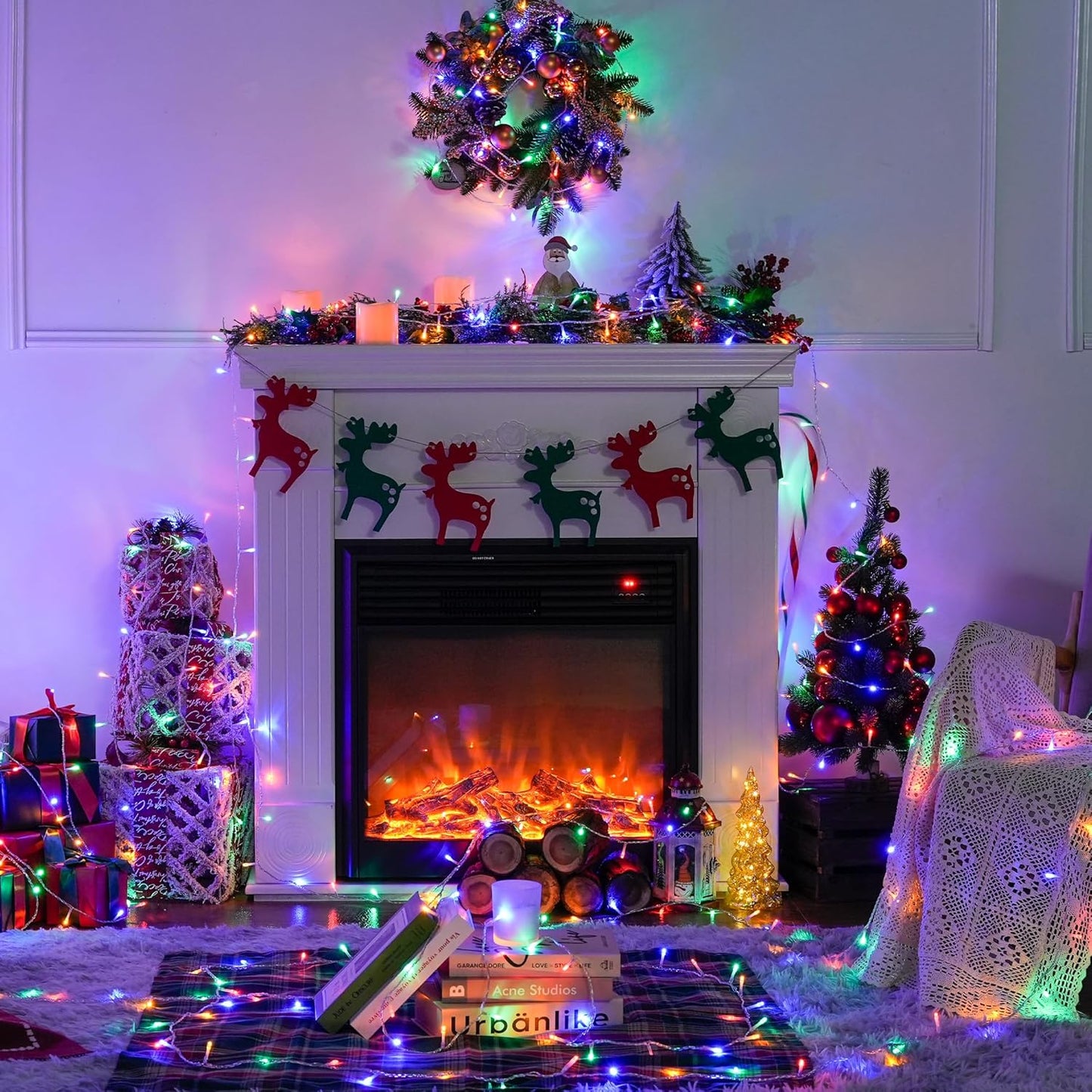 JMEXSUSS 66ft 200 LED Halloween Lights Outdoor, Orange String Lights Clear Wire, 8 Modes Orange Halloween Christmas String Lights Plug in for Tree Indoor Patio Garden Thanksgiving Decorations