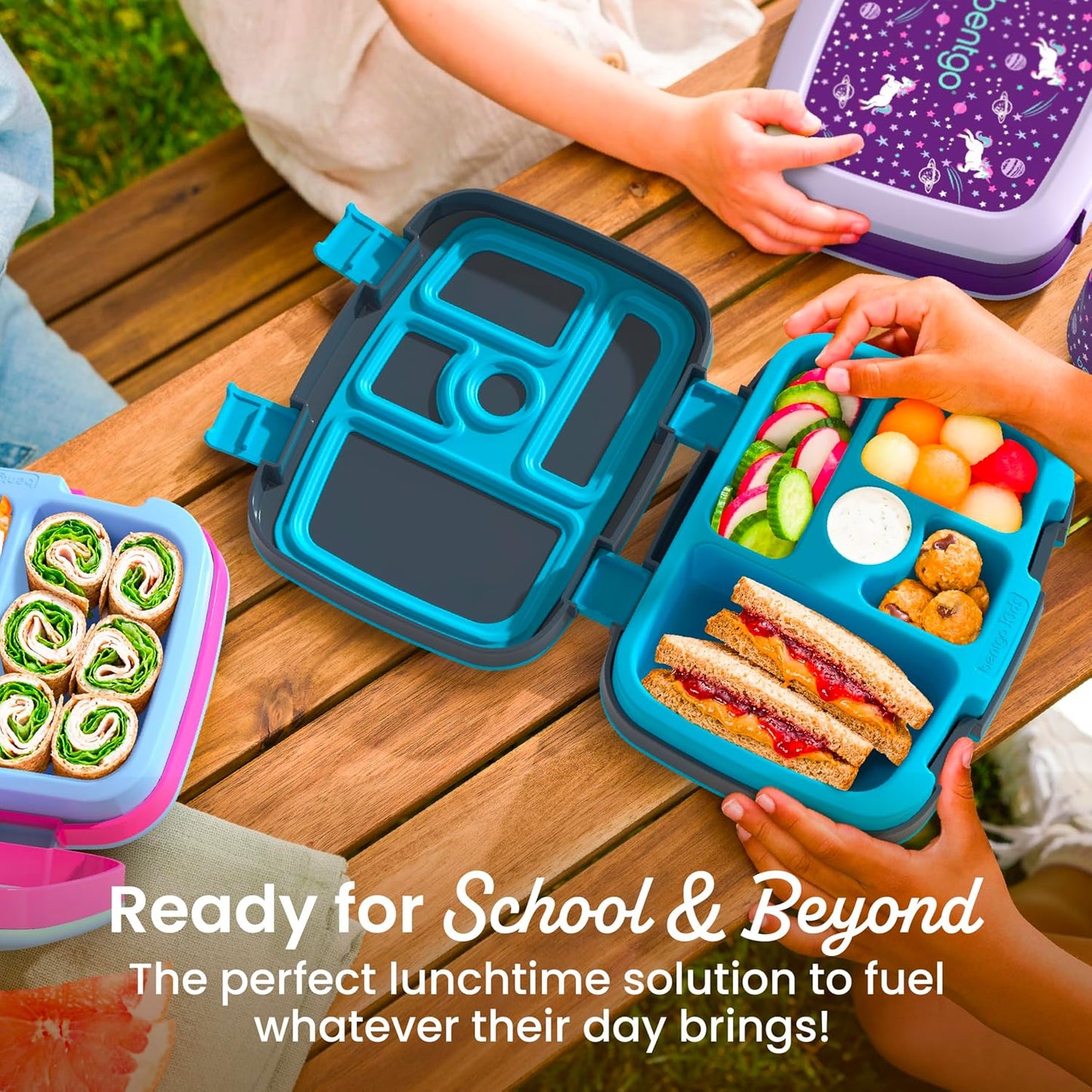 Bentgo Kids Prints Leak-Proof, 5-Compartment Bento-Style Kids Lunch Box - Ideal Portion Sizes for Ages 3-7, Durable, Drop-Proof, Dishwasher Safe, & Made with BPA-Free Materials (Nature Adventure)