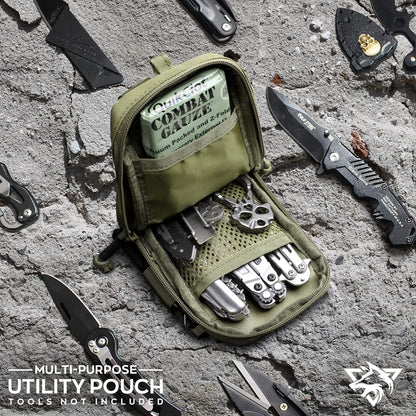 WYNEX Tactical Compass Phone Pouch, Large Molle Smartphone Holster Case Double Capacity Small Utility EDC Pouch with Compass Buckle and Carabiner