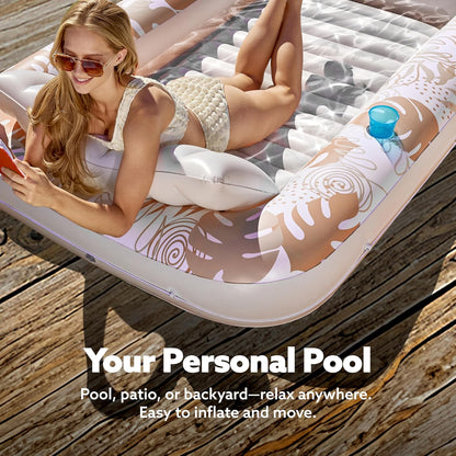 Sloosh Inflatable Tanning Pool Lounger Float-XL, 85" x 57" Extra Large Suntan Sun Tan tub for Adults, Bed Blow up, Raft Lounge Floatie, XL-Blue