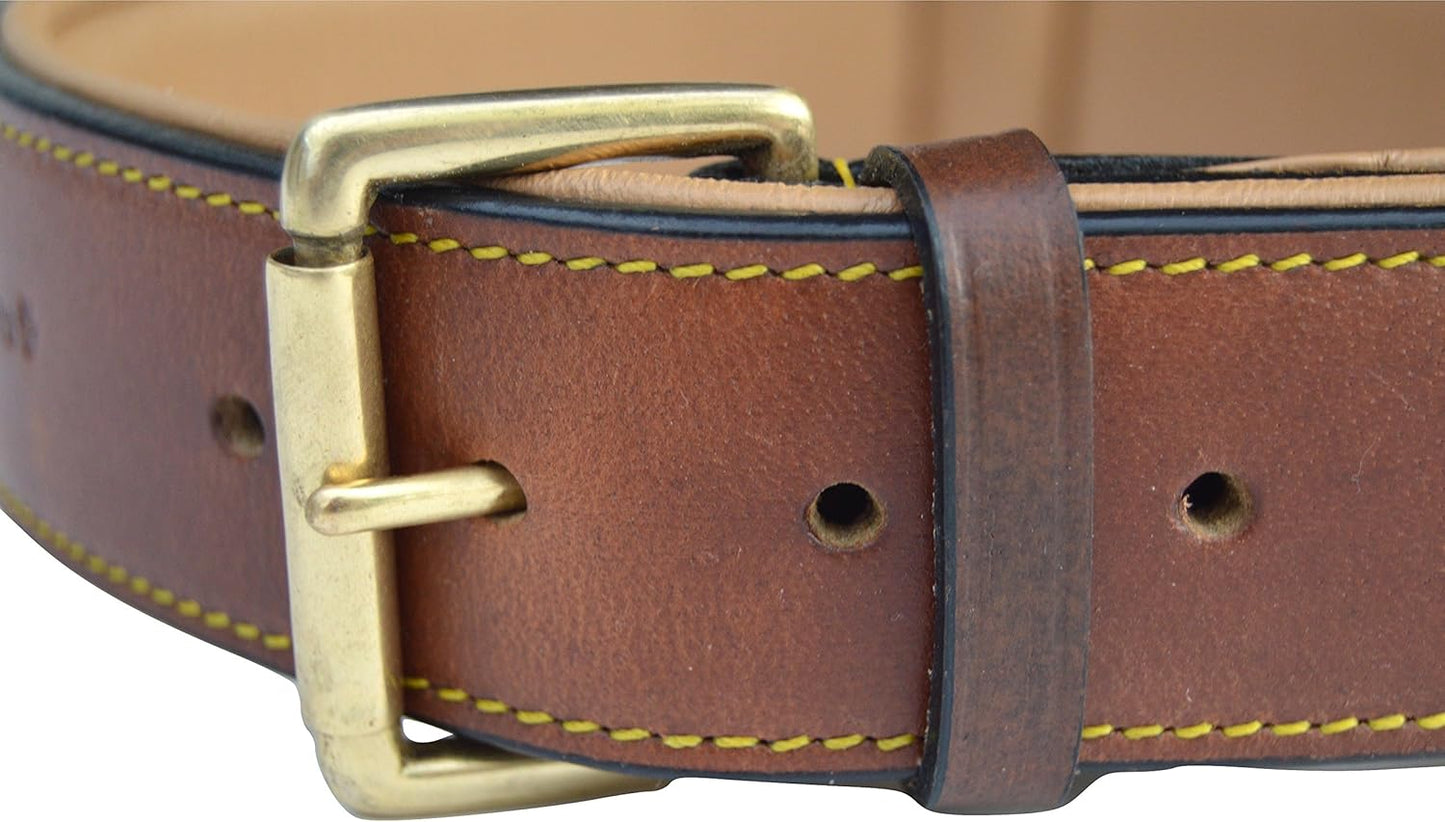 Soft Touch Collars Padded Leather Dog Collar, Large Brown - Genuine Real Leather, 24" Long x 1.5 Wide, Fits Neck Size 18" to 21" Inches