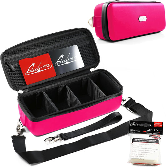 Pink Bolt Card Carrying Case - Playing Card Case Deck Box Storage, Compatible with TCG, Magic: the Gathering Commander MTG, YuGiOh & other Trading Cards (+ 100 Apollo Sleeves)