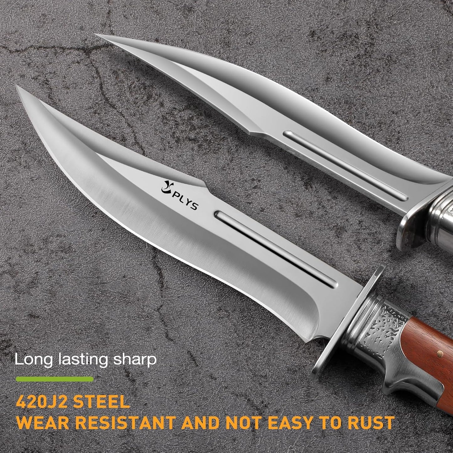 Hunting Knife with Sheath Camping Knife: Fixed Blade Outdoor Knives for Men - 17.5cm Sharp Blade Full Tang Bushcraft Knives for Survival
