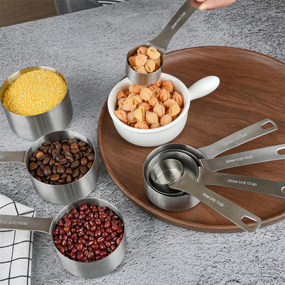 Smithcraft Measuring Cups and Spoons Set 18, Stainless Steel Measuring Cups and Spoons Set, 18/8(304) Steel Heavy Duty 8 Measuring Cups & 9 Measuring Spoons & 1 Stick for Kitchen & Baking Measuring