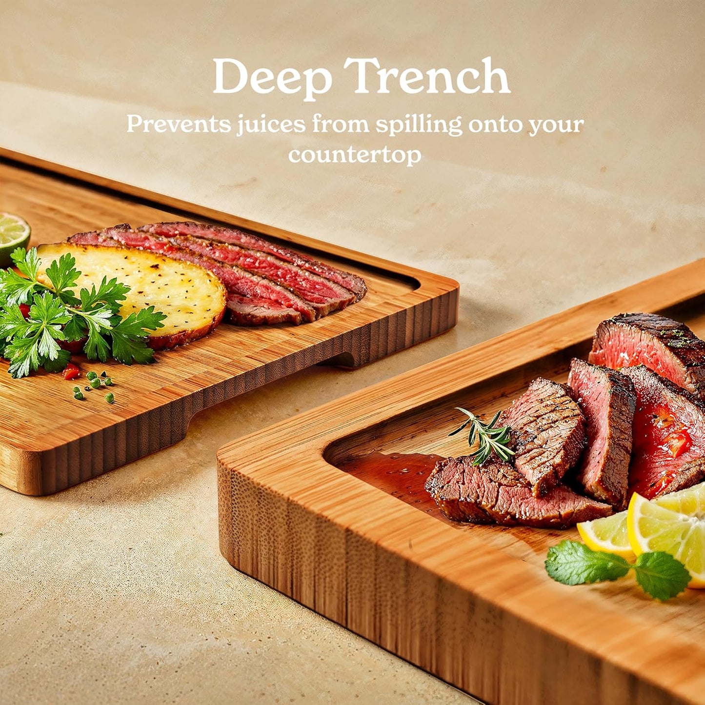 SMIRLY Wood Cutting Boards For Kitchen Meal Prep & Serving, Bamboo Cutting Board Set, Charcuterie Chopping Boards and Wooden Cutting Boards for Kitchen